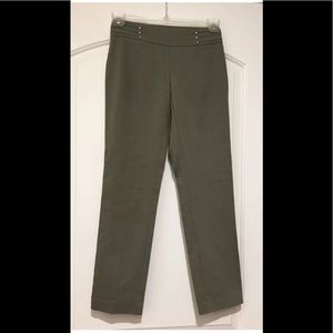 JM collection slim leg tummy control comfort waistband pants Olive PP